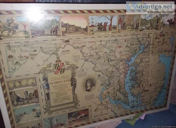 Large Glass Maryland Map