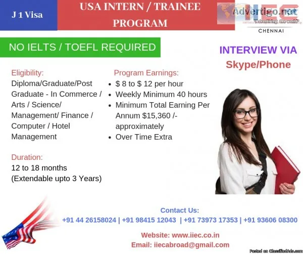 J1 VISA - USA Intern  Trainee Program