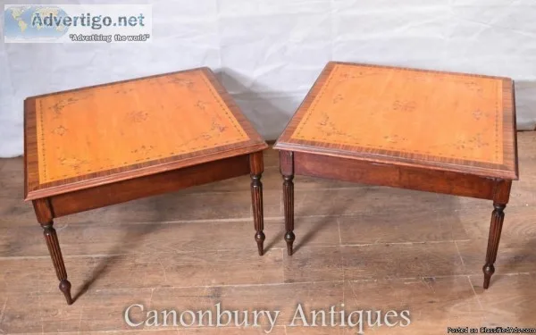 Get Sheraton Side Tables (Regency Satinwood Painted Tops) Online