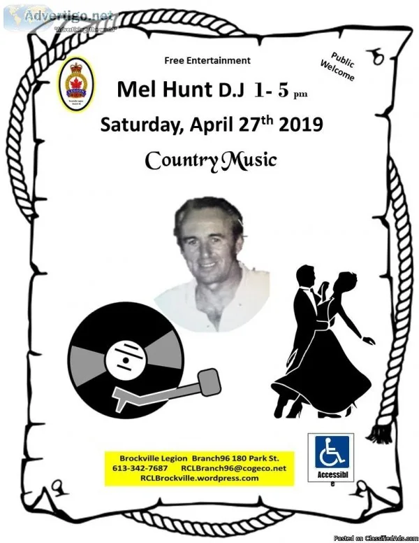 Mel Hunt D.J Saturday April 27th 2019