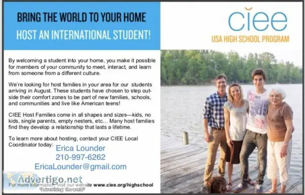 searching for HOST FAMILIES for foriegn exchange students