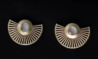 Gold Plated Moonstone Fan Earrings