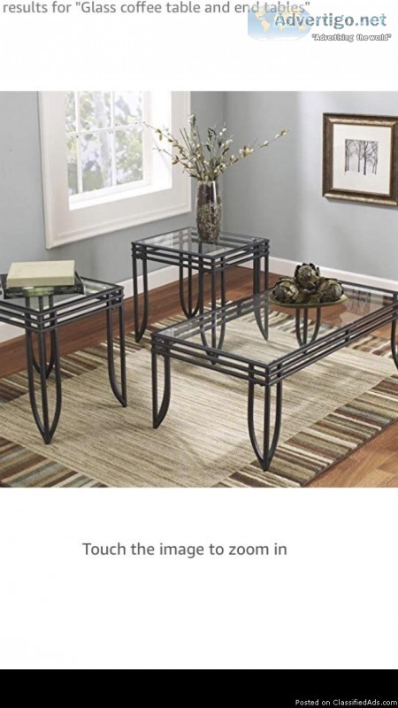 Glass Coffee Table and End Tables