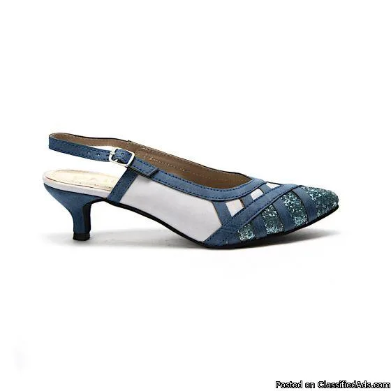 Buy Ella Blue And Grey Sling Back Heels at PAIO.Co
