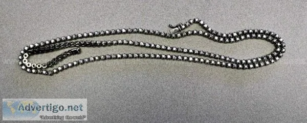 14 kt white gold diamond tennis necklace