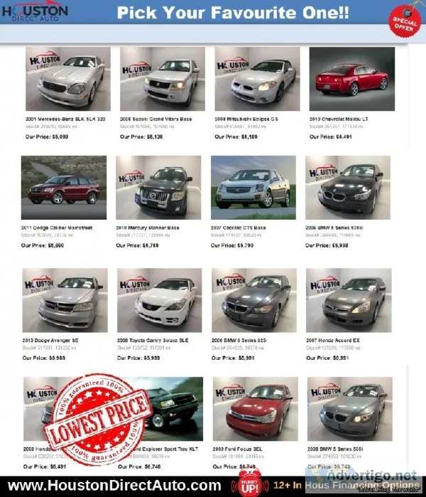 450 Cars For Sale In Houston TX - Houston Direct Auto