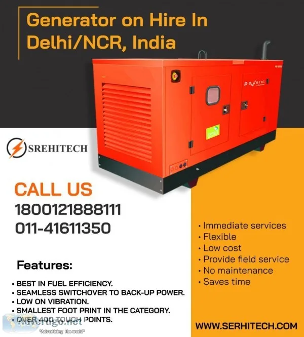 Generator on Hire In DelhiNCR India