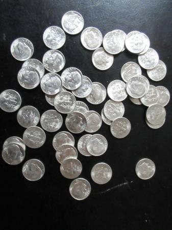 Roll 1964 D Uncirculated 90% Silver Dimes