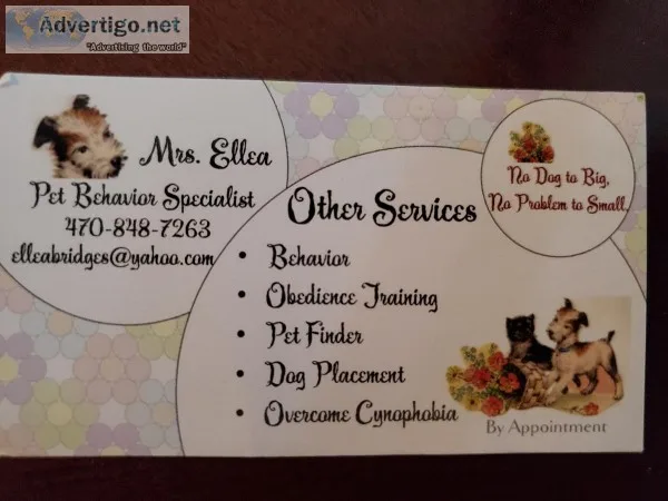 Mrs. Ellea Pet Behaviour SpecialistTrainer