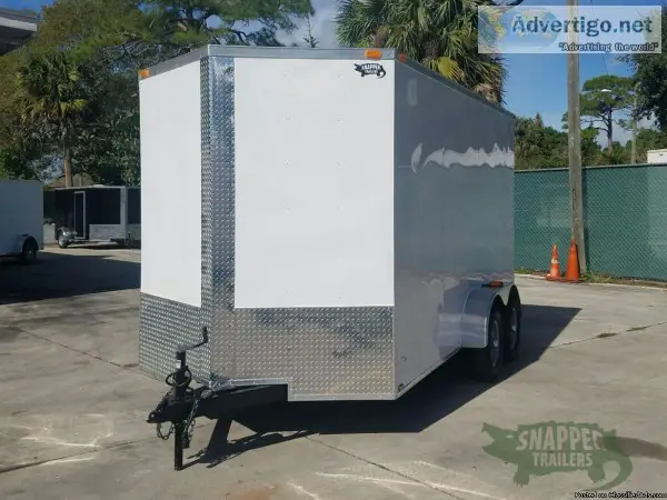 7 x 14 White Enclosed Cargo trailer W12 inches in height - 11022