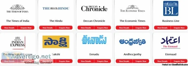 Book Display Classified Ad in Top Ad Agency in Hyderabad