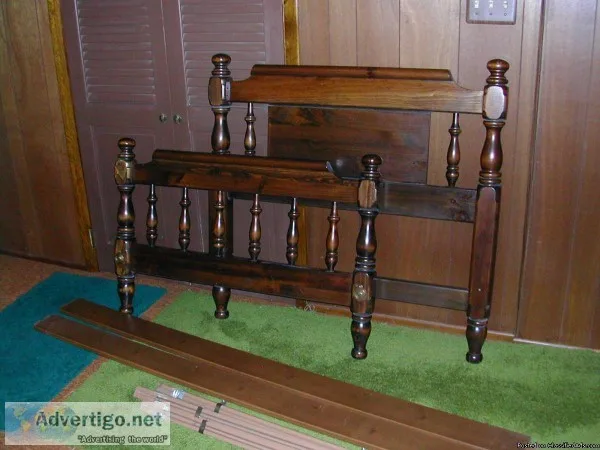 ETHAN ALLE DARK PINE WOOD SINGLE BED FRAME