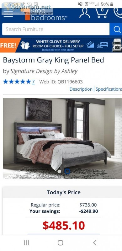 Ashley Baystorm Grey Panel Bed (King)