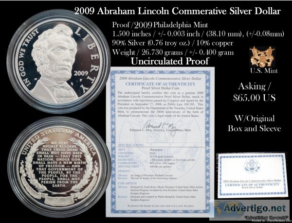 US Mint 2009 Lincoln Uncirculated Proof