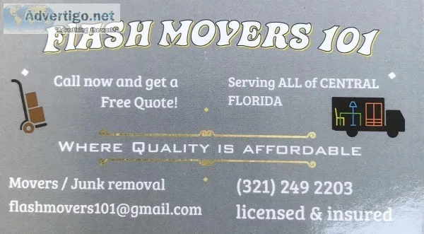 FLASH MOVERS 101 (Furniture mover  Junk Removal)