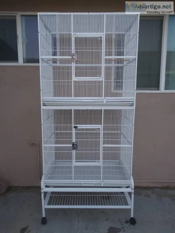 Large Double Stack Bird Parrot Cage w Stand