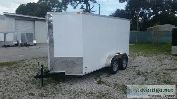 6 x 12 White Enclosed Cargo trailer WV-nose - 10936