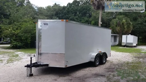 7 x 16 White Enclosed Trailer WV-nose - 11158