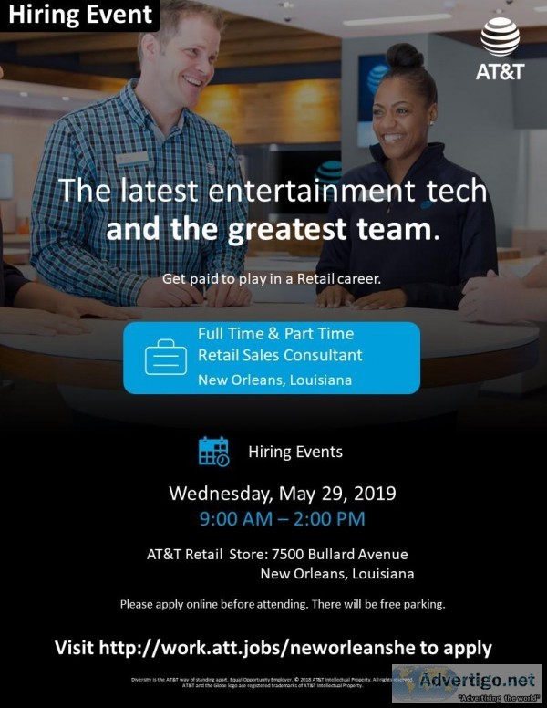 ATandT RETAIL HIRING EVENT - New Orleans LA