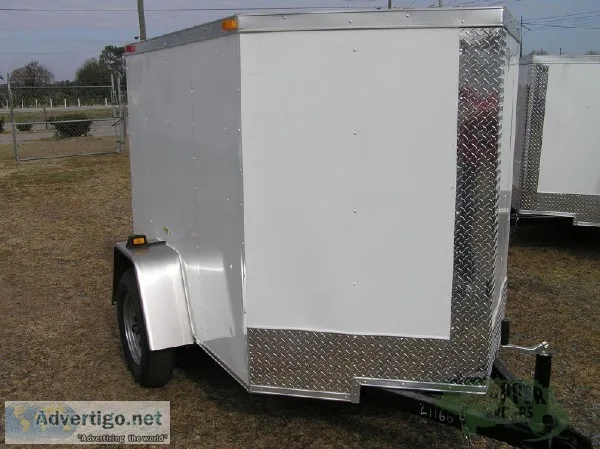 New 5x6 foot ENCLOSED Trailer White EXT Color wNo Side