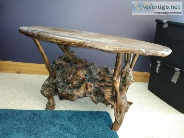 Burled root coffee table