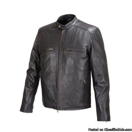 Men Moto Style Leather Jacket