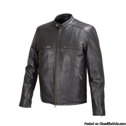 Men Moto Style Leather Jacket