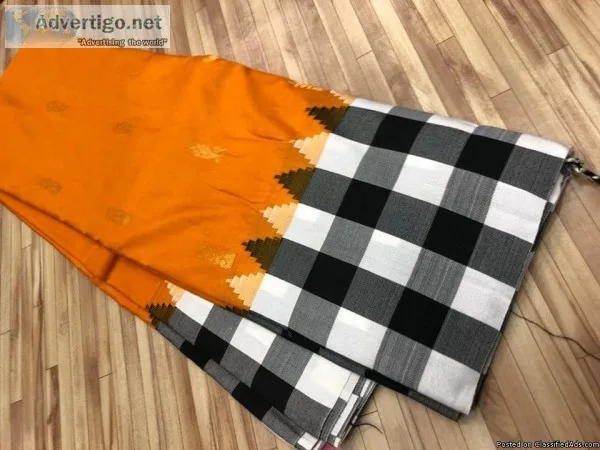 elegant SEMI GADWAL SAREES WITH KADIYAL CHECK BORDER
