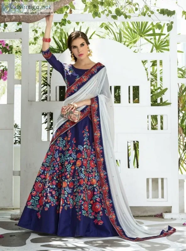 Grab Attractive Discounts On Navy Blue Lehengas