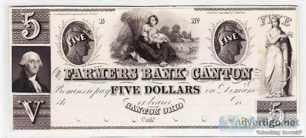 1800s Obsolete Money &quotCanton Ohio" 5.00