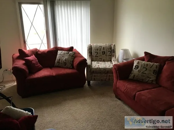 Red 3 sets loveseat sofa chair