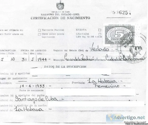 NYC USCIS CERTIFIED SPANISH BIRTH CERTIFICATE TRANSLATIONS