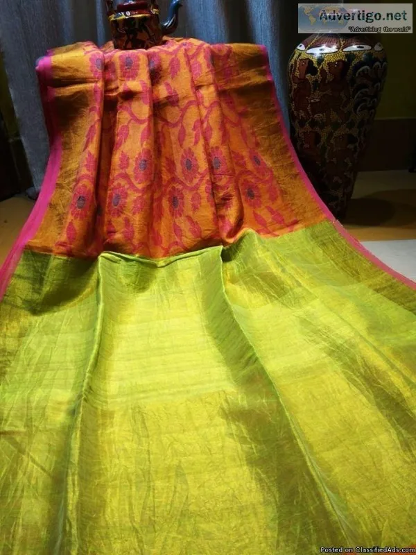 elegant SILK LINEN ALLOVER JAMDANI SAREES