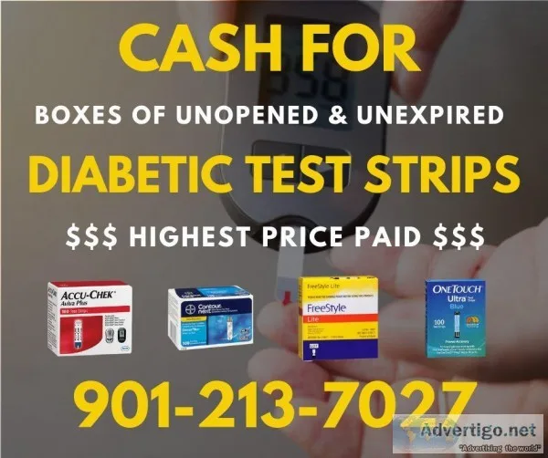  WE PAY CASH FOR DIABETIC TEST STRIPS 