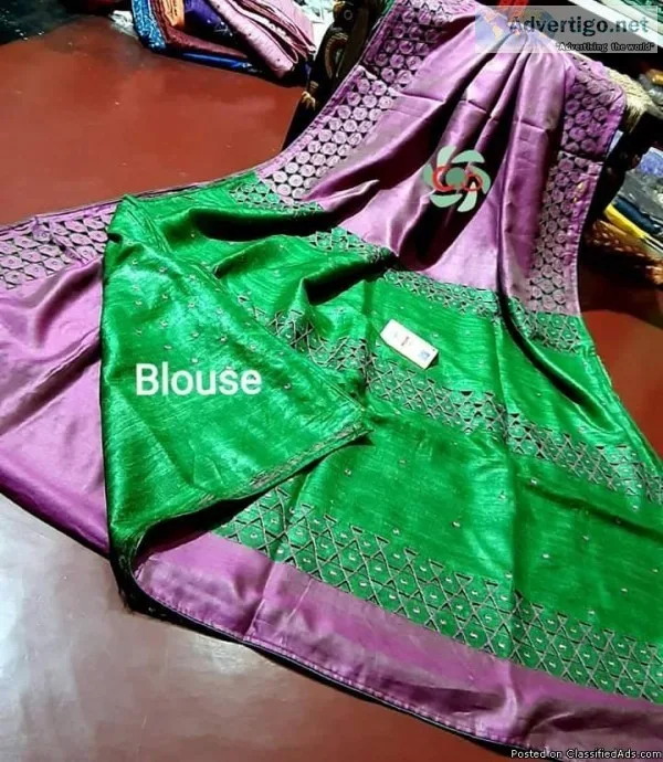 elegant CUTWORK ON PURE BHAGALPURI TUSSAR SILK SAREES