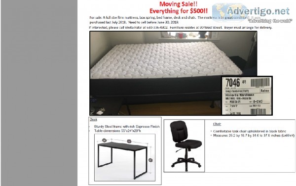 mattress box spring bed frame desk and chair