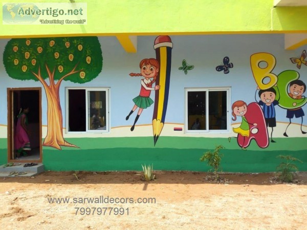High school wall Art work painting in Hyderabad