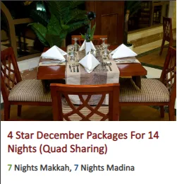December Umrah 15 Days 4 star Package
