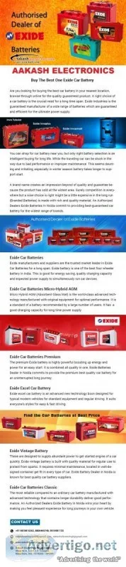 Buy The Exide Car Battery For Easy And Comfortable Drive