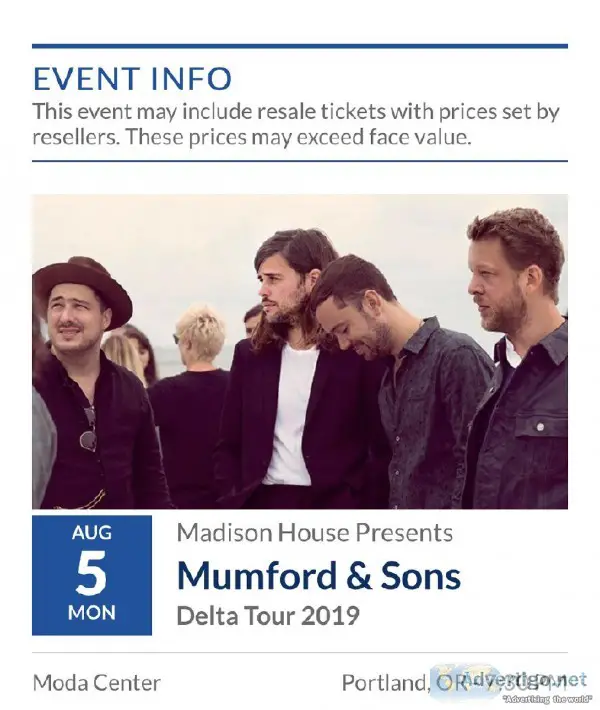 Mumford and Son s Aug 5th Portland Great Seats