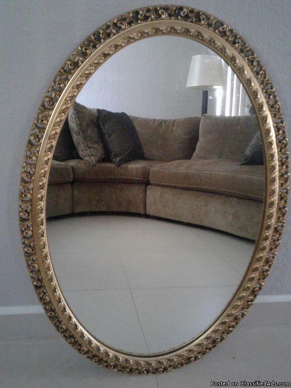 Gold Trim Oval Mirror