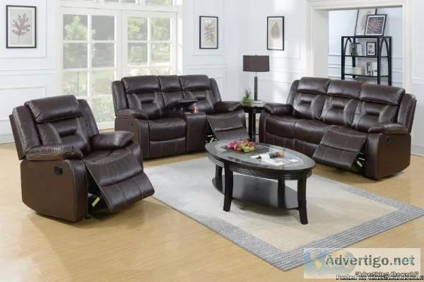 3pc Set Gel Leatherette Dark Brown Recliner &quotWHOLESALE&quot 
