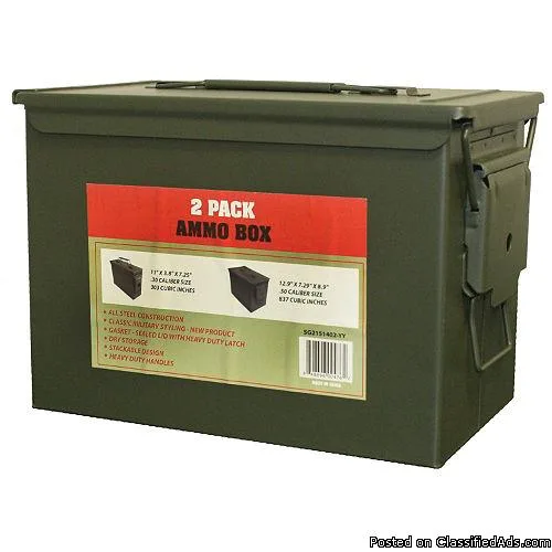 Military Style AMMO BOXES 2 pack .50 and .30 calibers NEWnever u