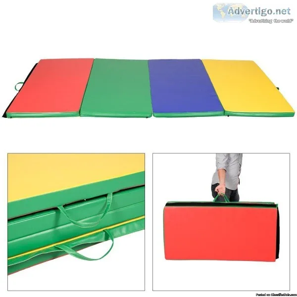 Folding Tumbling Gymnastics Mat Multicolor - 4  x 8  x 2&quot - 