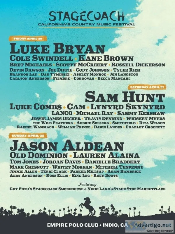 2 GA and Car Camping Stagecoach Country Music Festival Package