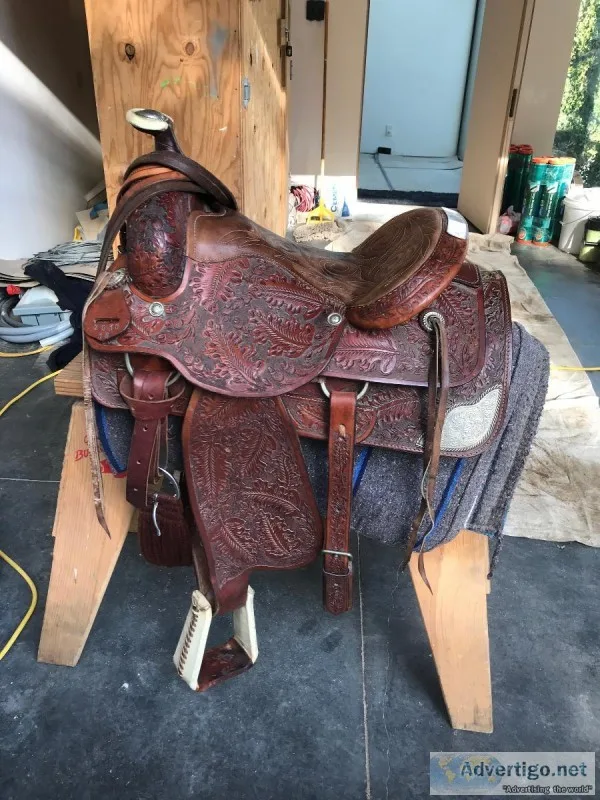 Handcarved Cherry Leather Horse Saddle