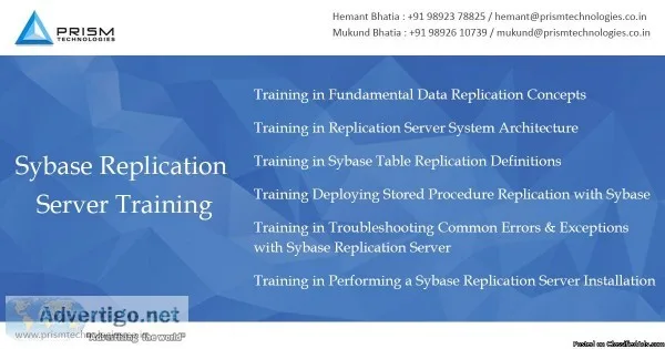 Sybase Replication Training Mumbai Pune Bangalore Delhi Chennai 