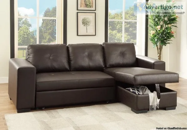 Sectional Sofa Convertible Storage Chaise Couch Pull Out Bed Esp