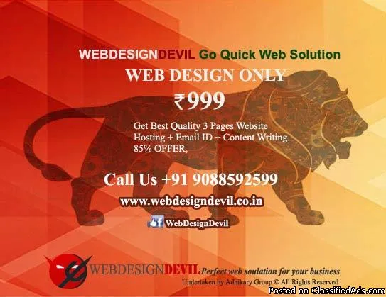 3 Pages Website Design Hosting and Emails Only Rs 999