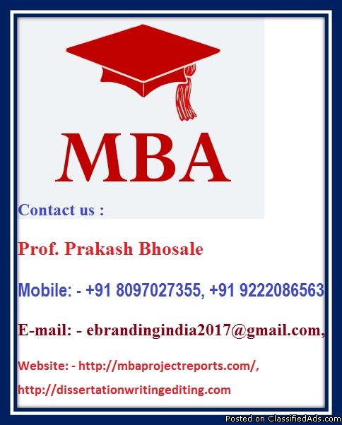 Acquire the Prime Custom MBA Project Writing Services in India